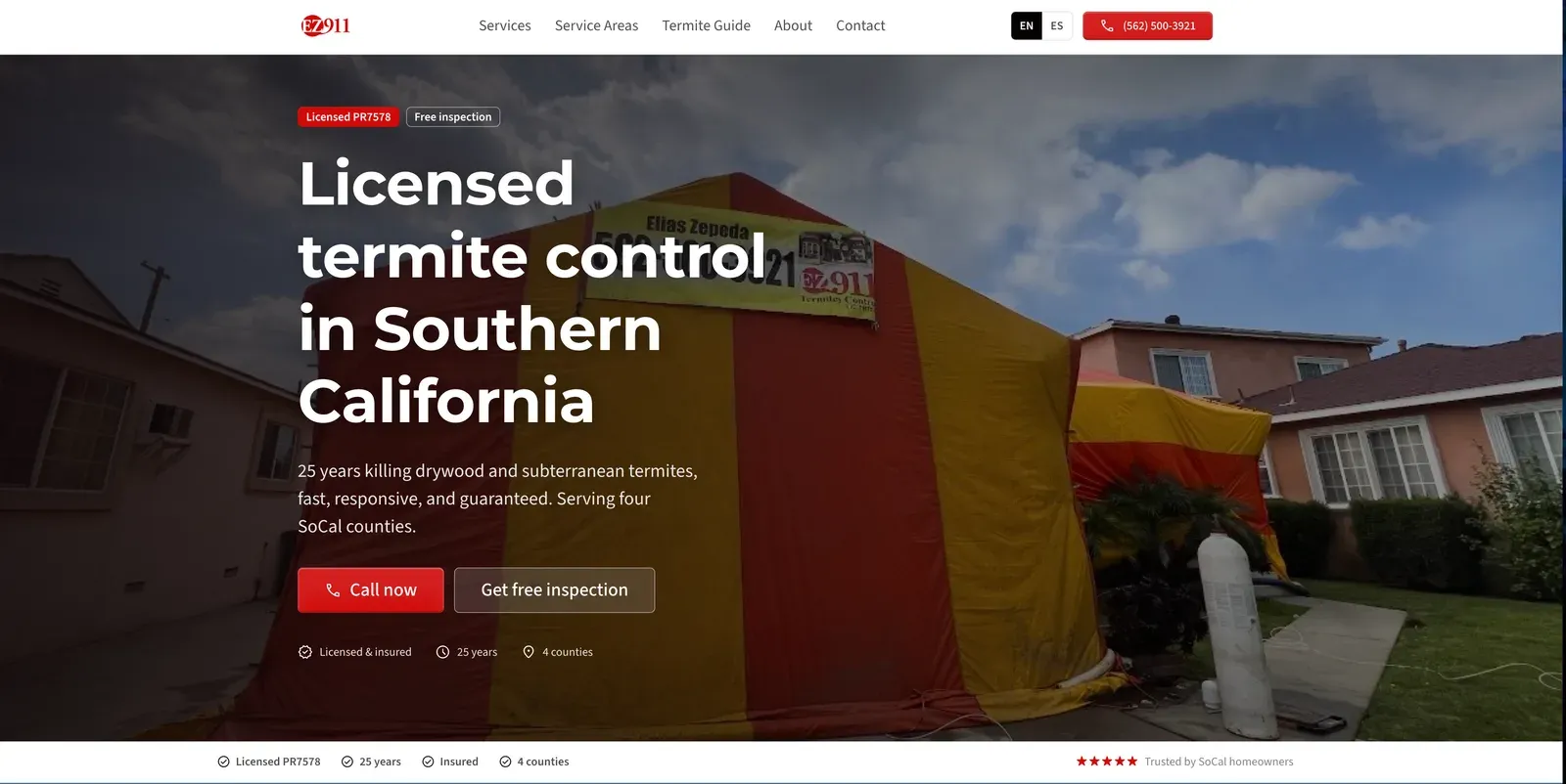 The EZ911 Termites homepage