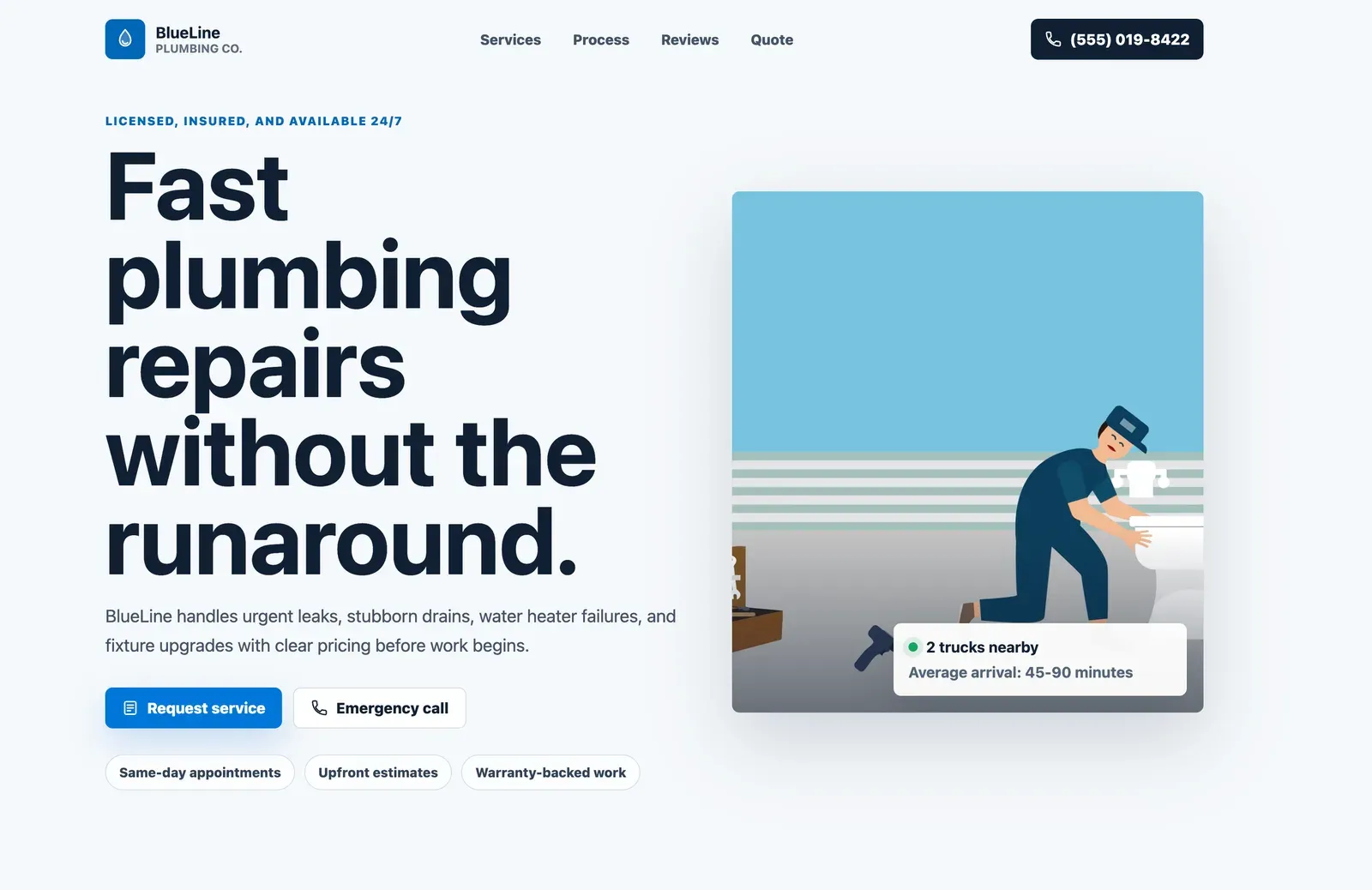 The BlueLine Plumbing Co. homepage